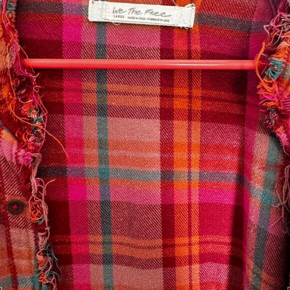 We The Free People Distressed Flannel Shirt – Cozy, Edgy, and Effortless… - Picture 2 of 4